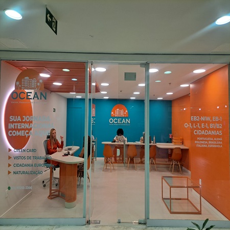 Logo da loja ocean vistos e passaportes