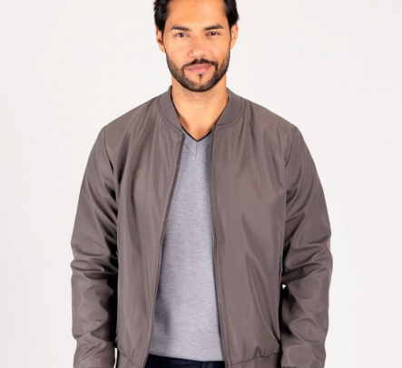 JAQUETA EM NYLON GOLA CINZA ESCURO
