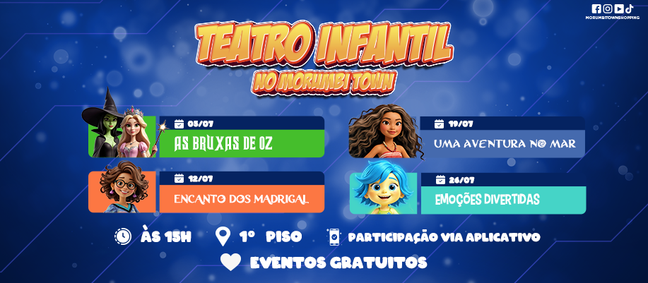 Teatros Infantis Férias Julho 2025 Morumbi Town 