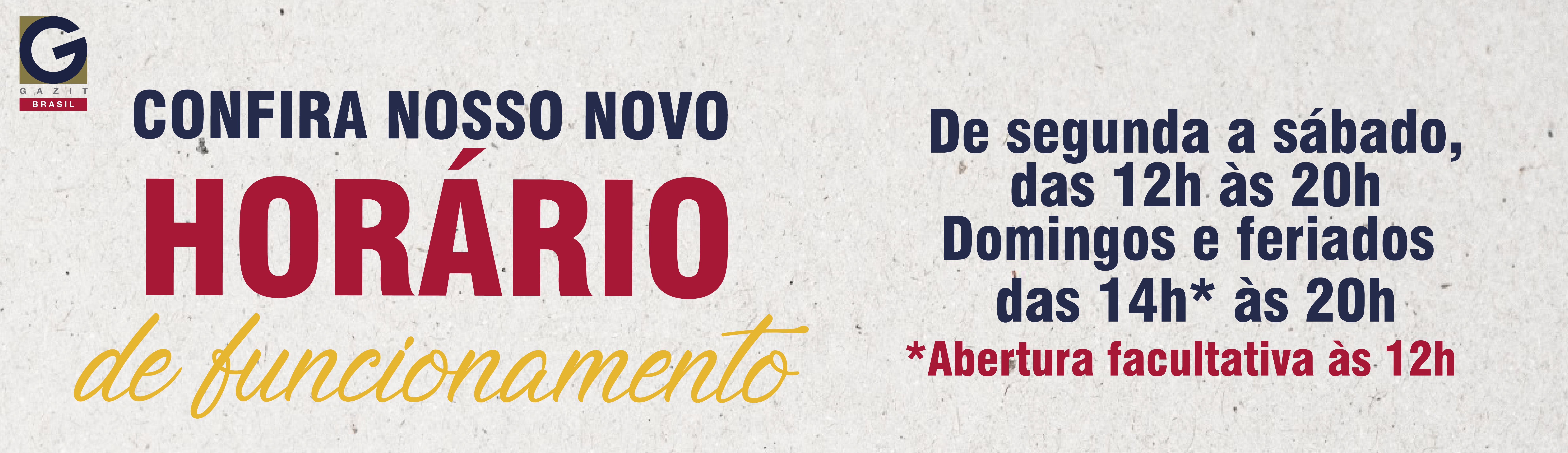 NOVO HORÁRIO DE FUNCIONAMENTO