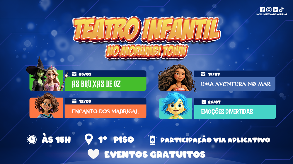 Teatros Infantis Férias Julho 2025 Morumbi Town 