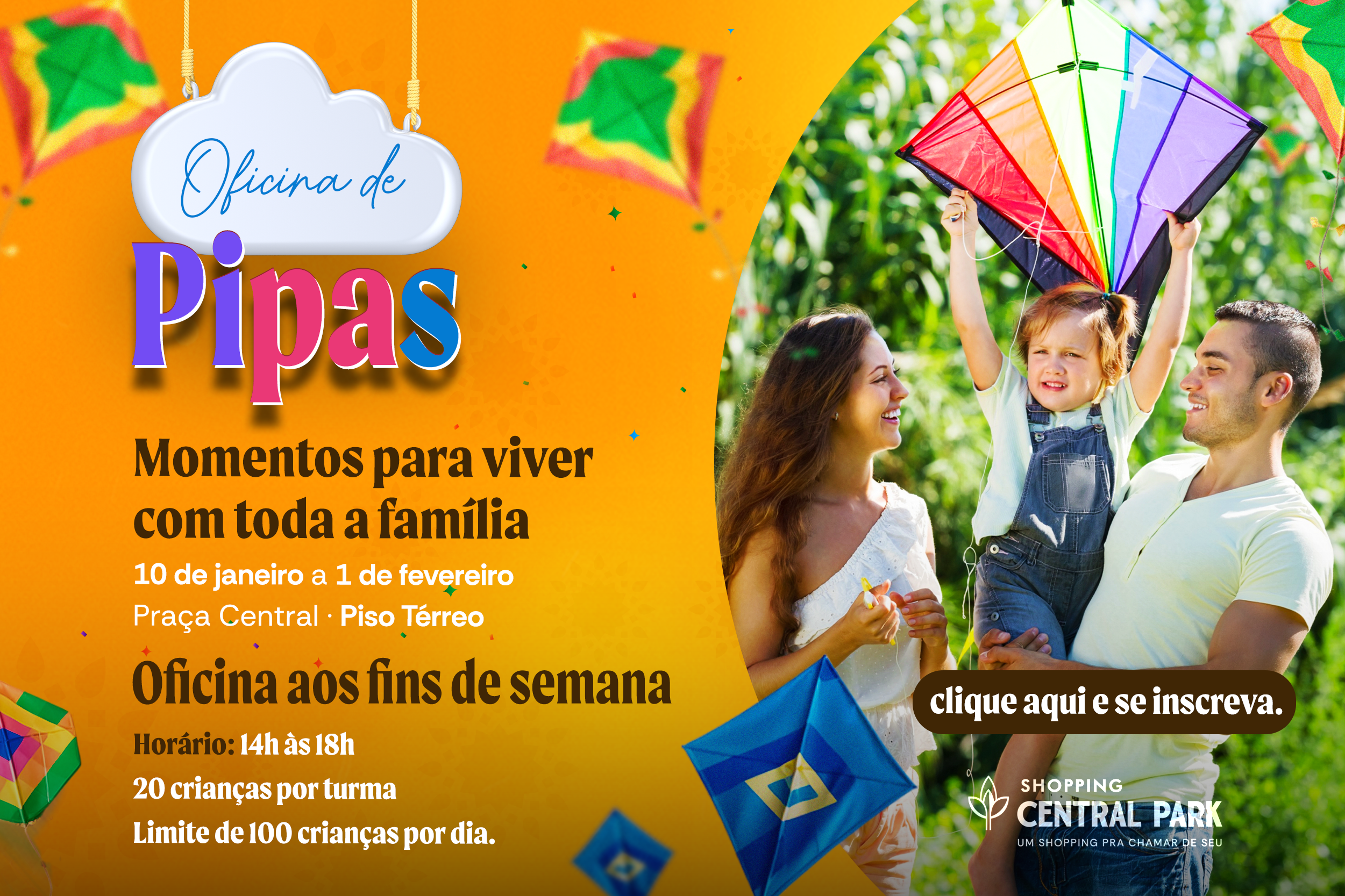 Férias no Shopping Central Park: Oficina de Pipas