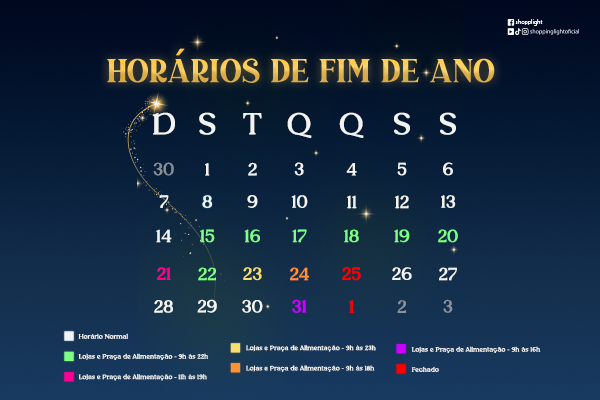 Horários especiais de Natal