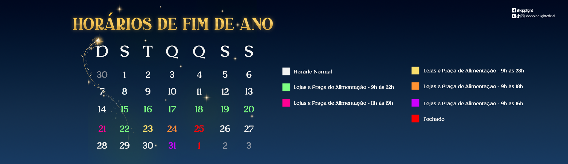 Horários especiais de Natal