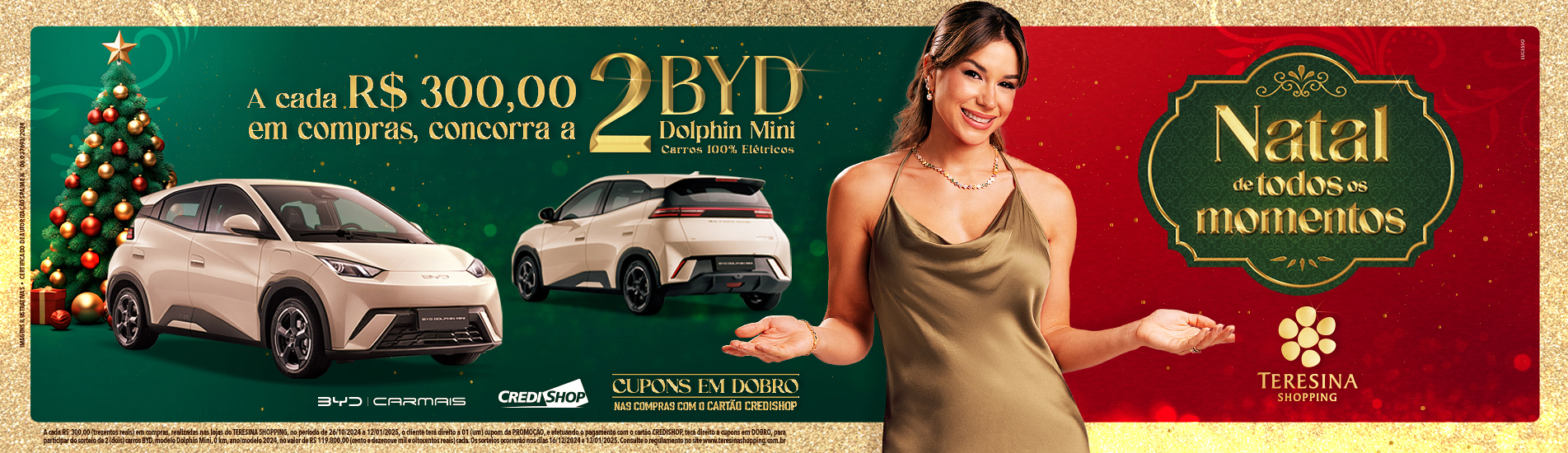 Teresina Shopping lança promoção de Natal com sorteio de dois carros BYD Dolphin Mini