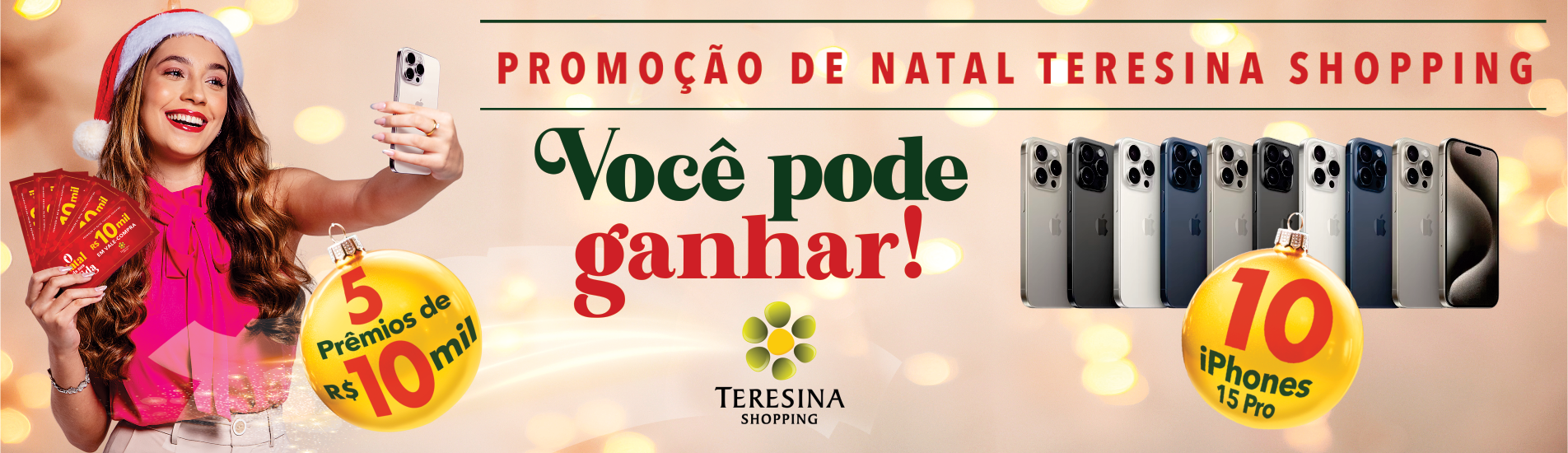 Teresina Shopping sorteia Iphones 15 Pro e vale compras no valor de 10 mil em campanha de Natal