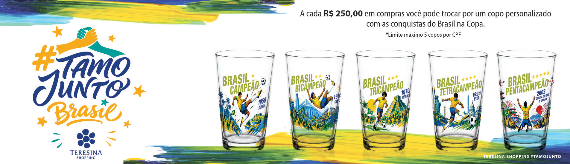 Teresina Shopping lança campanha oficial para colecionadores celebrarem os títulos mundiais do Brasil
