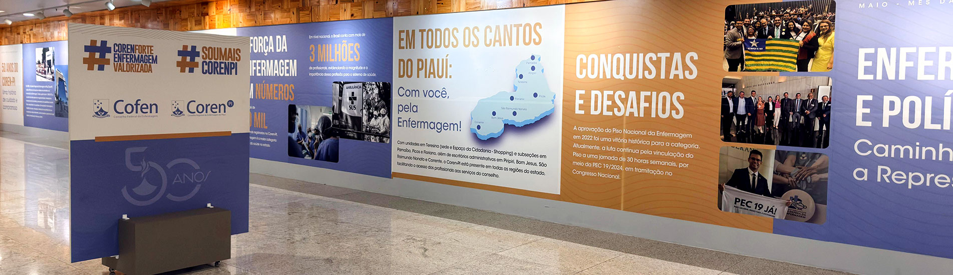 Mural celebra os 50 anos do Coren-PI no Teresina Shopping