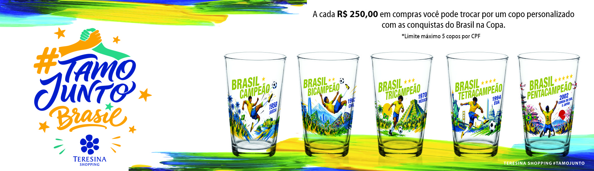 Teresina Shopping lança campanha oficial para colecionadores celebrarem os títulos mundiais do Brasil
