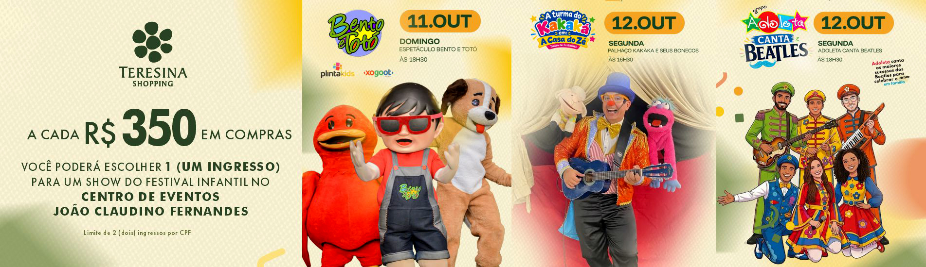 Teresina Shopping está com uma campanha especial de Dia das Crianças com ingressos para shows